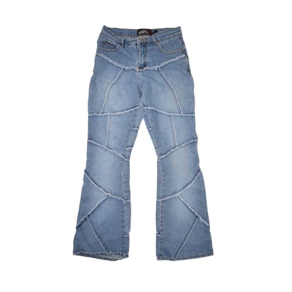 Lazer Jeans Womens 7 27x30 Patchwork Medium Wash Denim Y2k Bootcut Cut & Sew